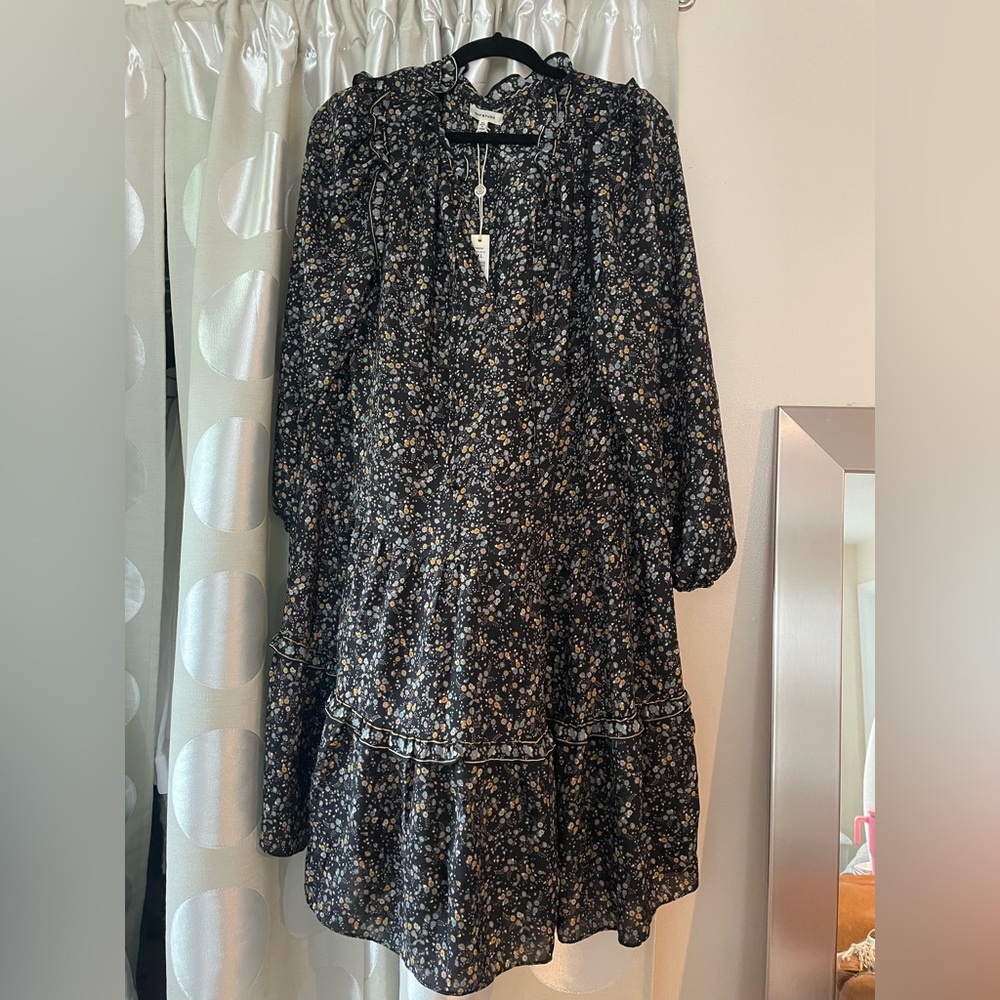 Flowy max studio dark navy floral midi dress